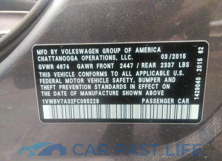1VWBV7A32FC085228# 9