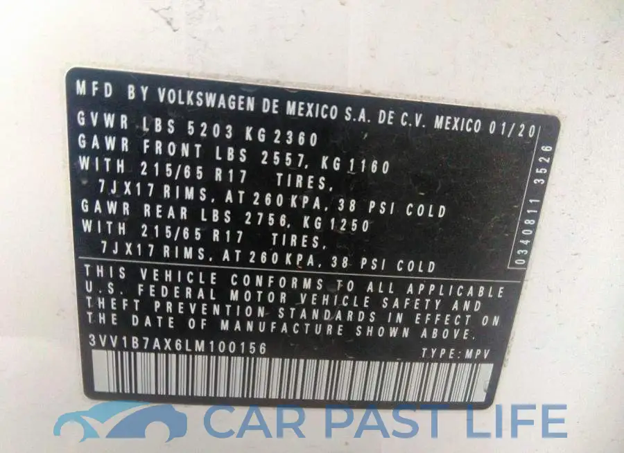 3VV1B7AX6LM100156# 9