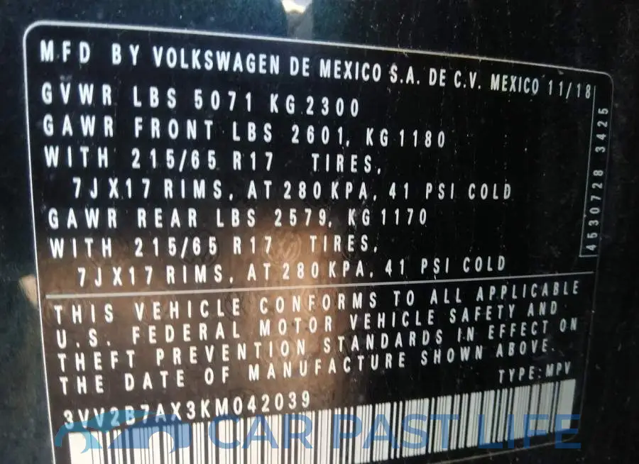 3VV2B7AX3KM042039# 9