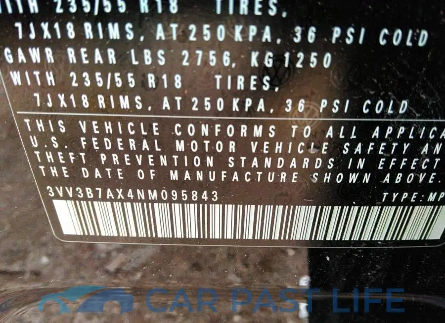 3VV3B7AX4NM095843# 9