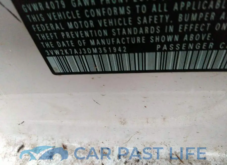 3VW2K7AJ3DM351942# 9