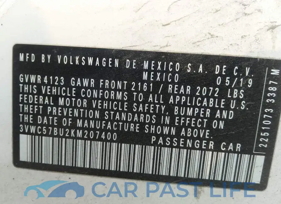 3VWC57BU2KM207400# 9