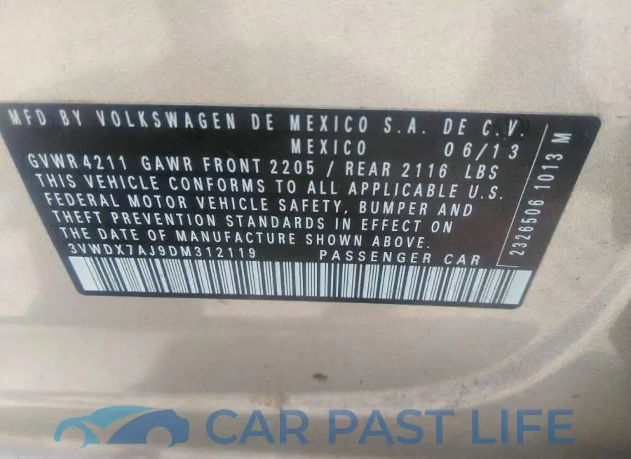 3VWDX7AJ9DM312119# 9