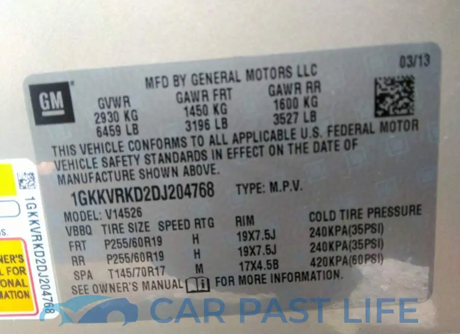 1GKKVRKD2DJ204768# 9