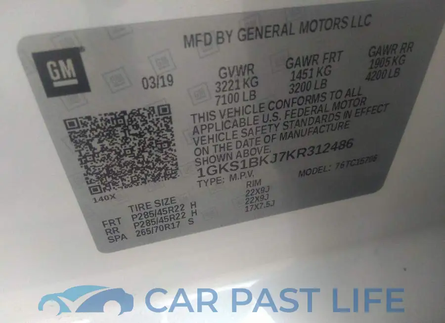 1GKS1BKJ7KR312486# 9