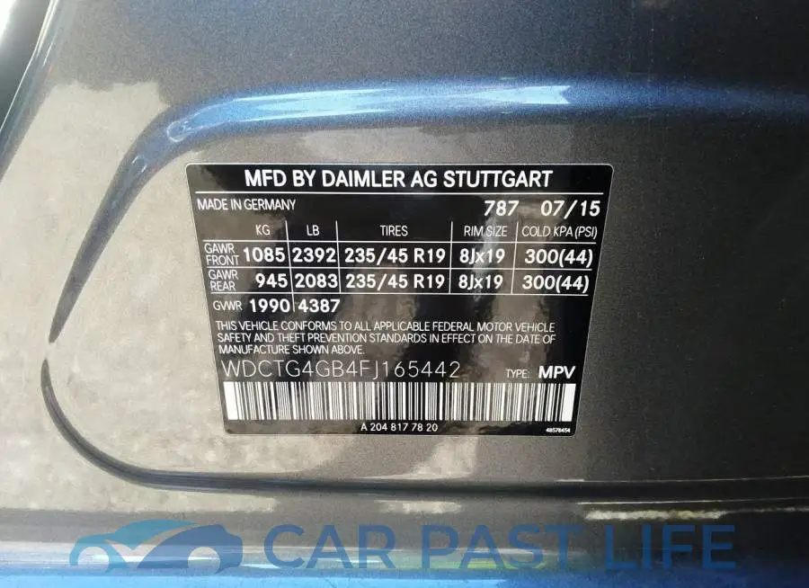 WDCTG4GB4FJ165442# 9