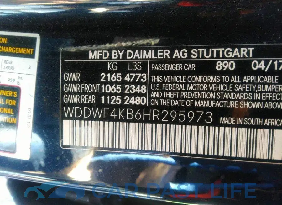 WDDWF4KB6HR295973# 9