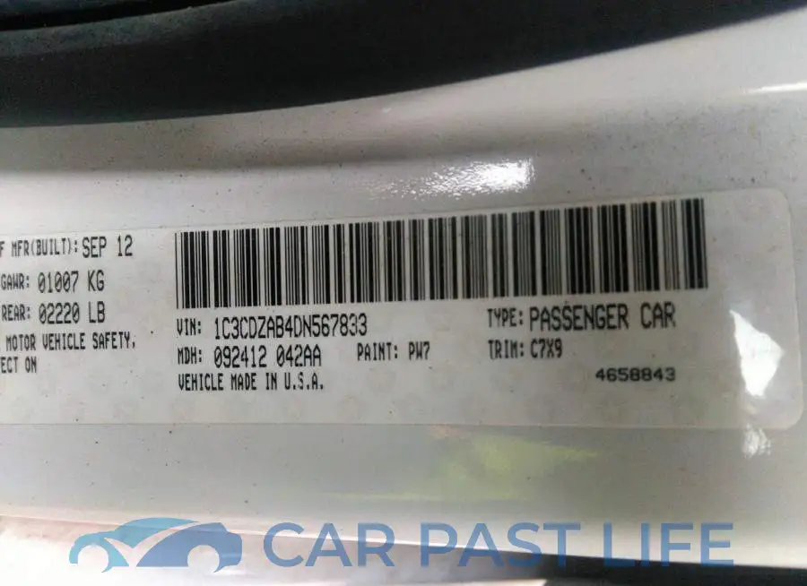 1C3CDZAB4DN567833# 9