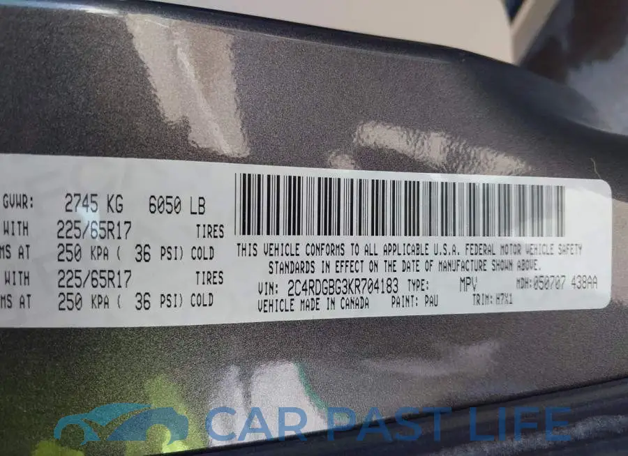 2C4RDGBG3KR704183# 9