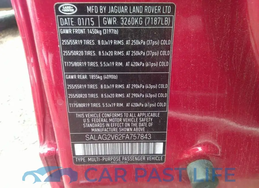 SALAG2V62FA757843# 9
