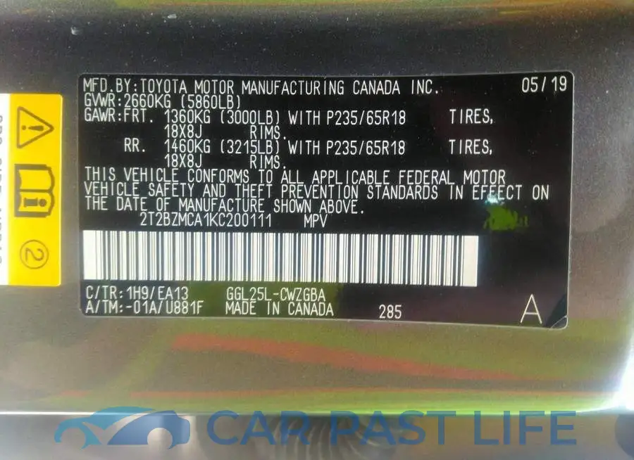2T2BZMCA1KC200111# 9