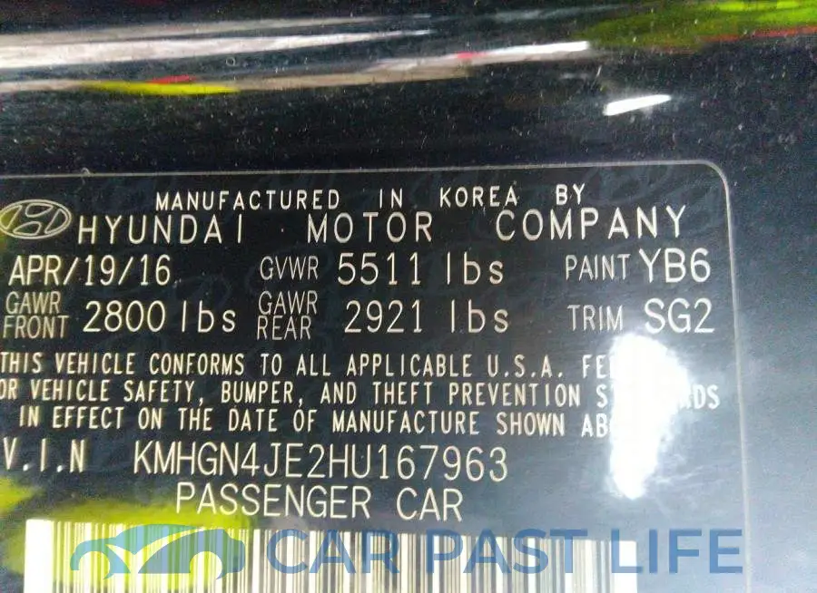 KMHGN4JE2HU167963# 9