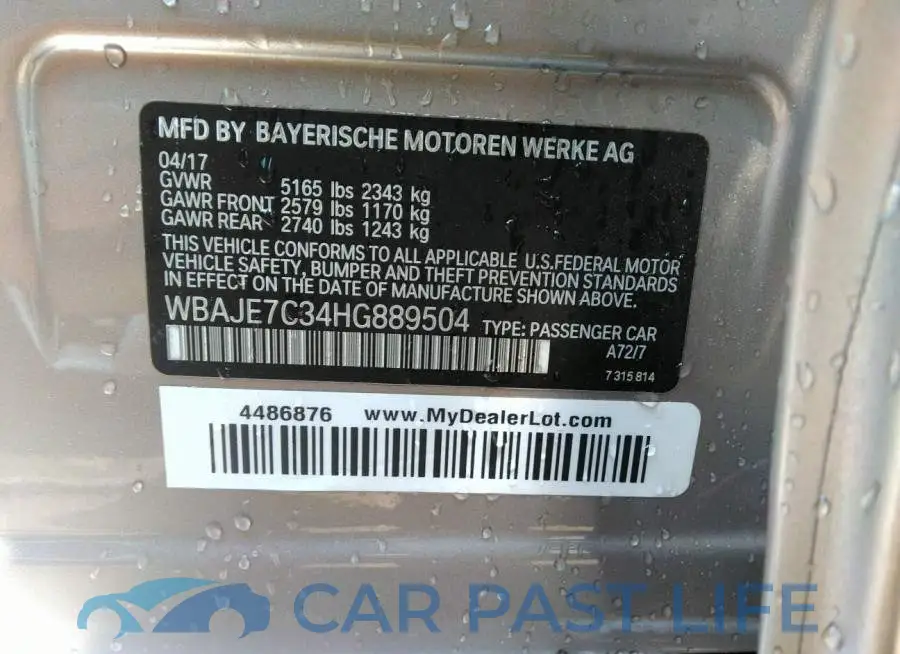 WBAJE7C34HG889504# 9
