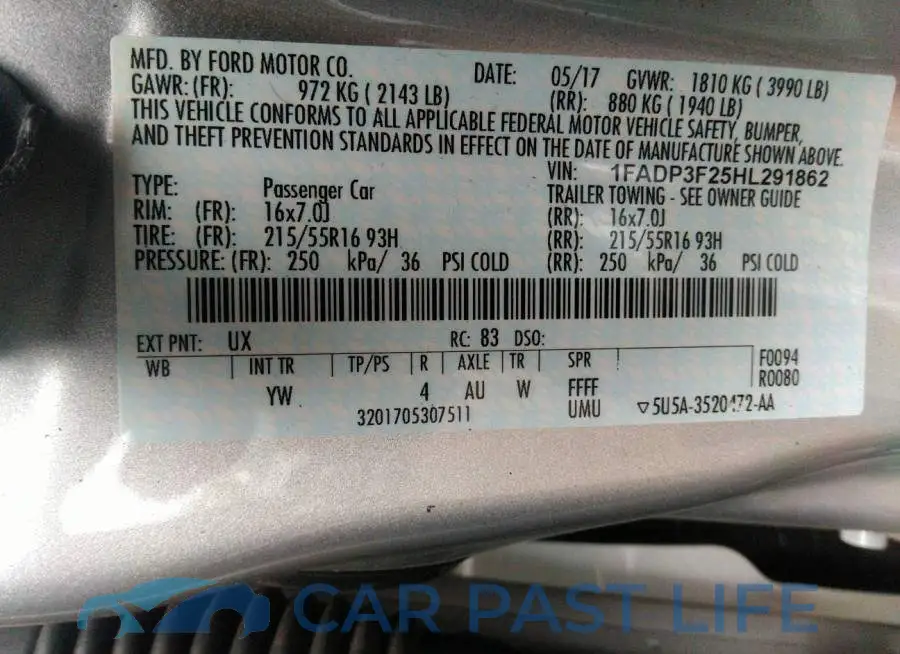 1FADP3F25HL291862# 9
