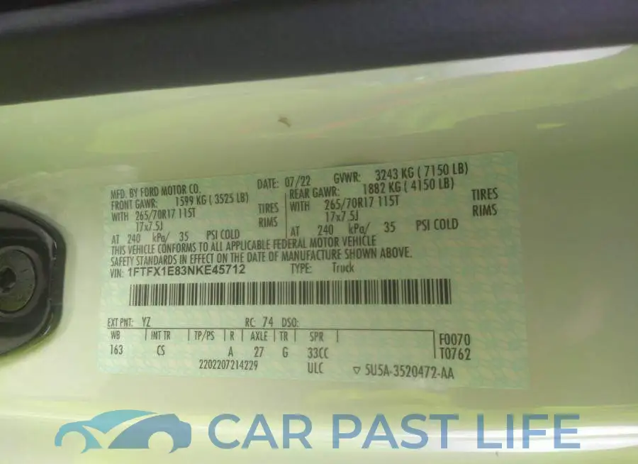 1FTFX1E83NKE45712# 9