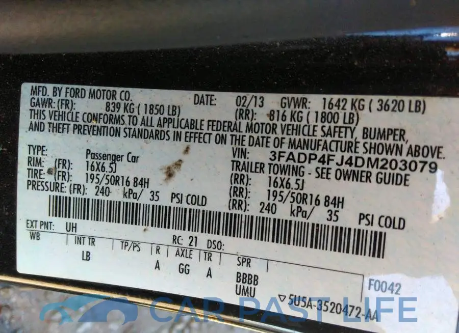 3FADP4FJ4DM203079# 9