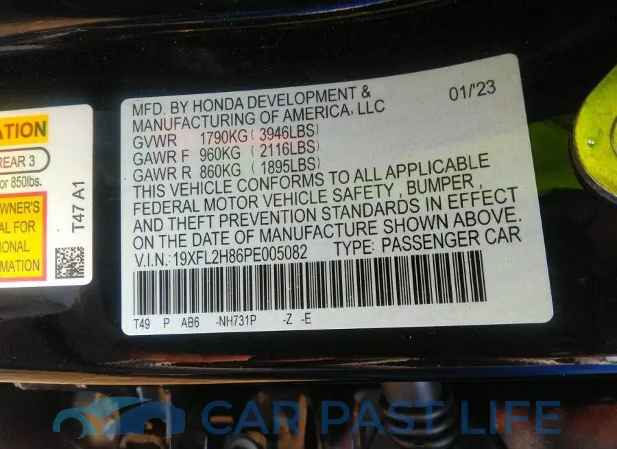 19XFL2H86PE005082# 9