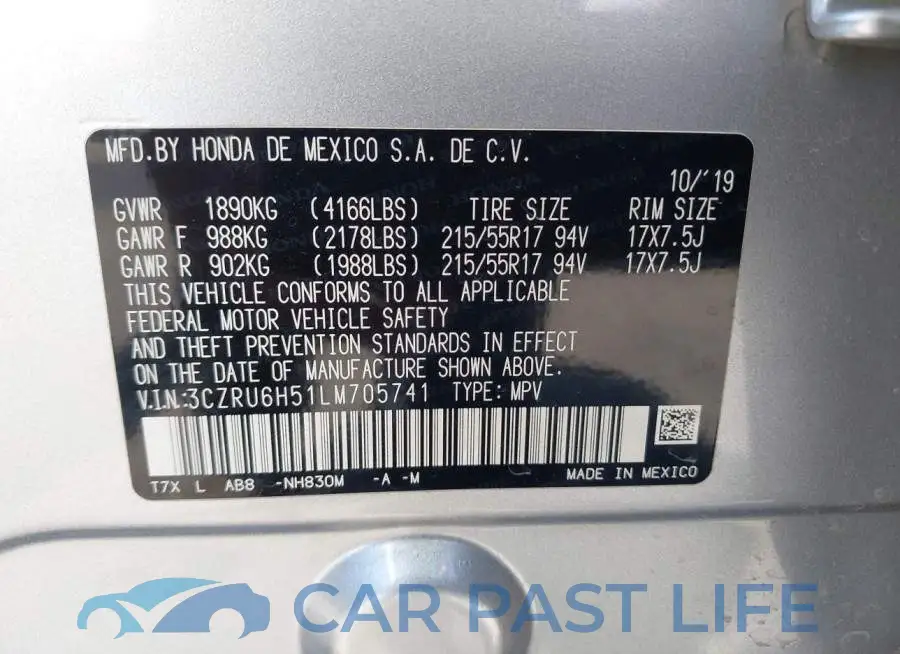 3CZRU6H51LM705741# 9