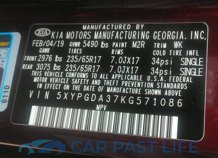 5XYPGDA37KG571086# 9