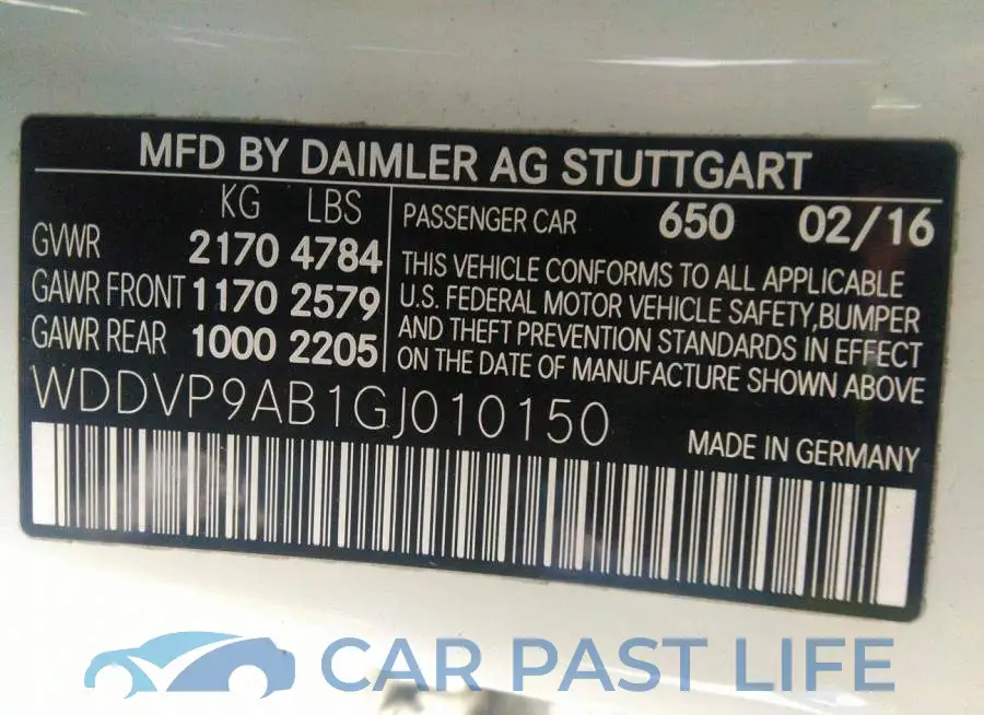 WDDVP9AB1GJ010150# 9