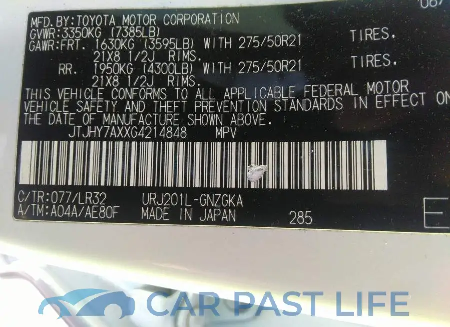 JTJHY7AXXG4214848# 9