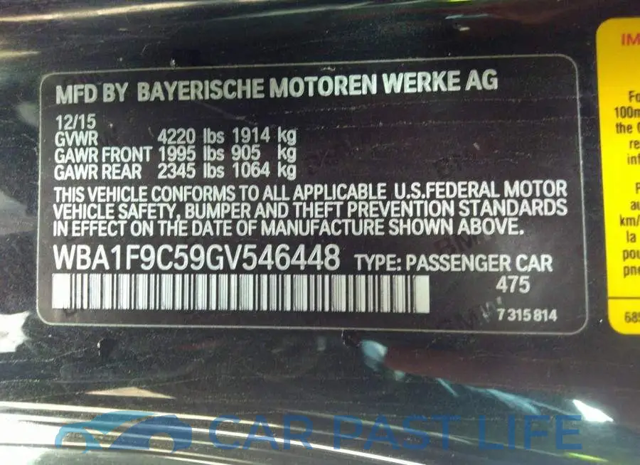 WBA1F9C59GV546448# 9