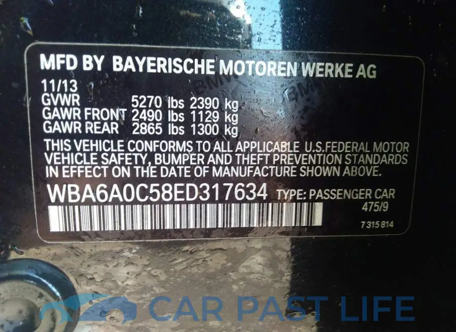WBA6A0C58ED317634# 9
