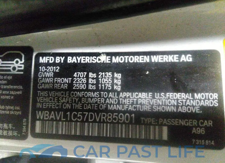 WBAVL1C57DVR85901# 9