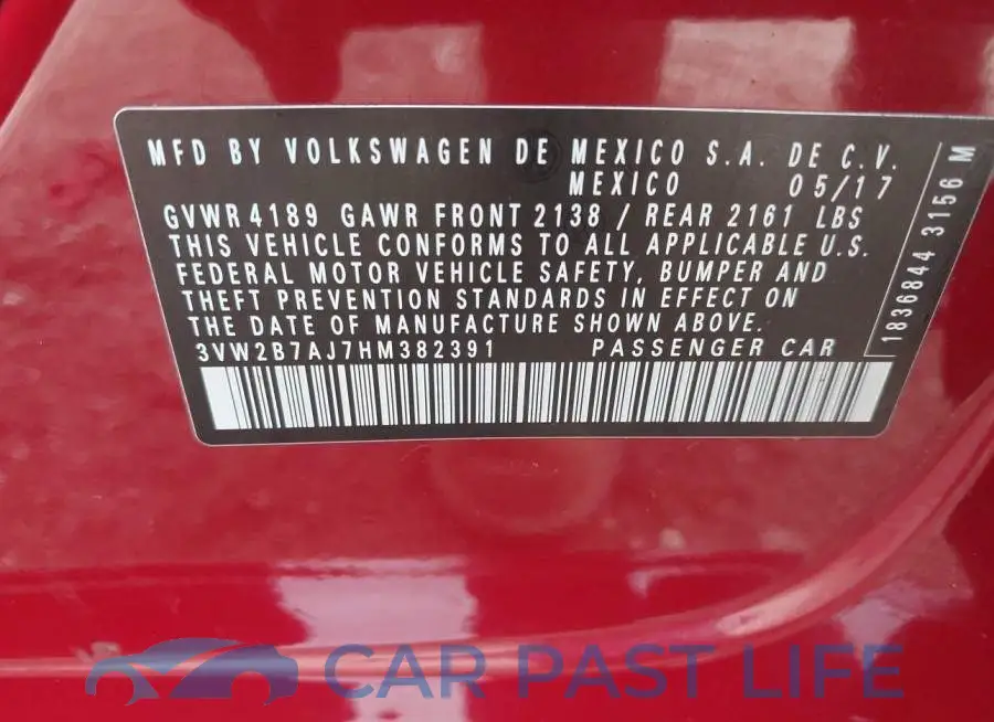 3VW2B7AJ7HM382391# 9