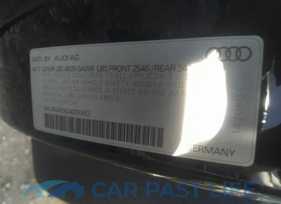 WAUR4AF58JA006982# 9