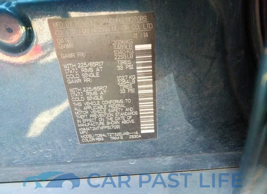 KNMAT2MTXFP517091# 9