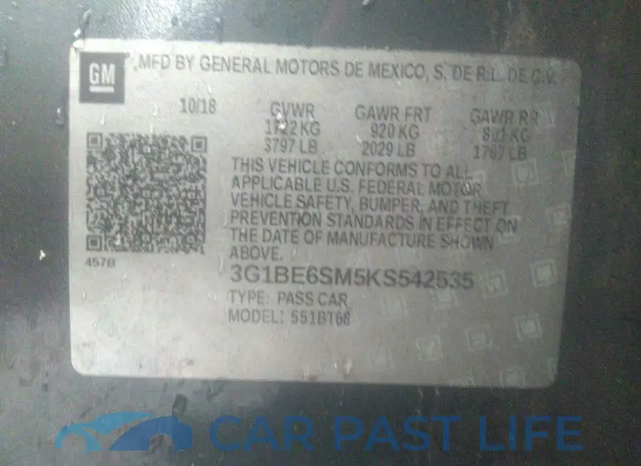 3G1BE6SM5KS542535# 9