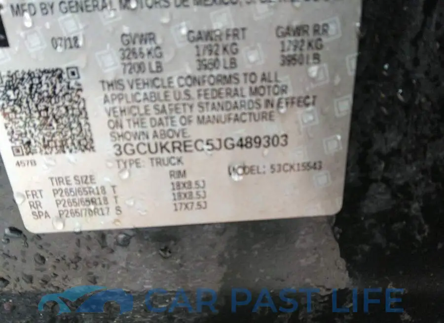 3GCUKREC5JG489303# 9