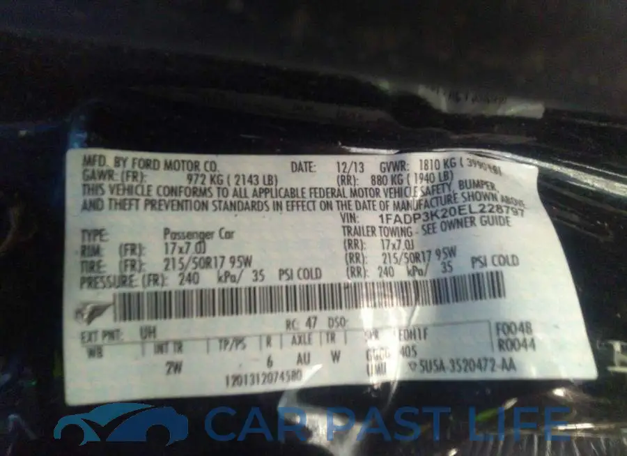 1FADP3K20EL228797# 9