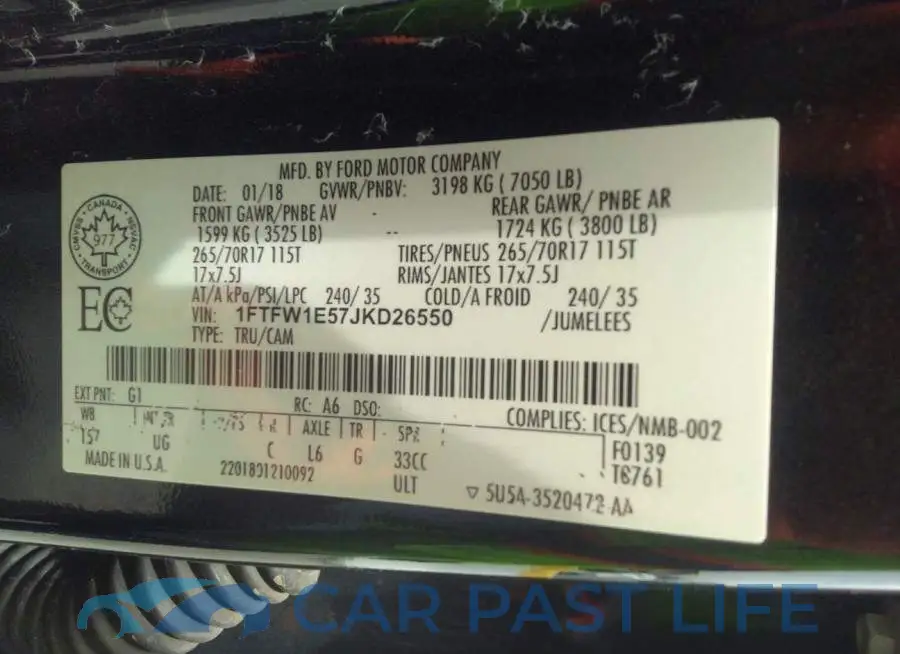 1FTFW1E57JKD26550# 9