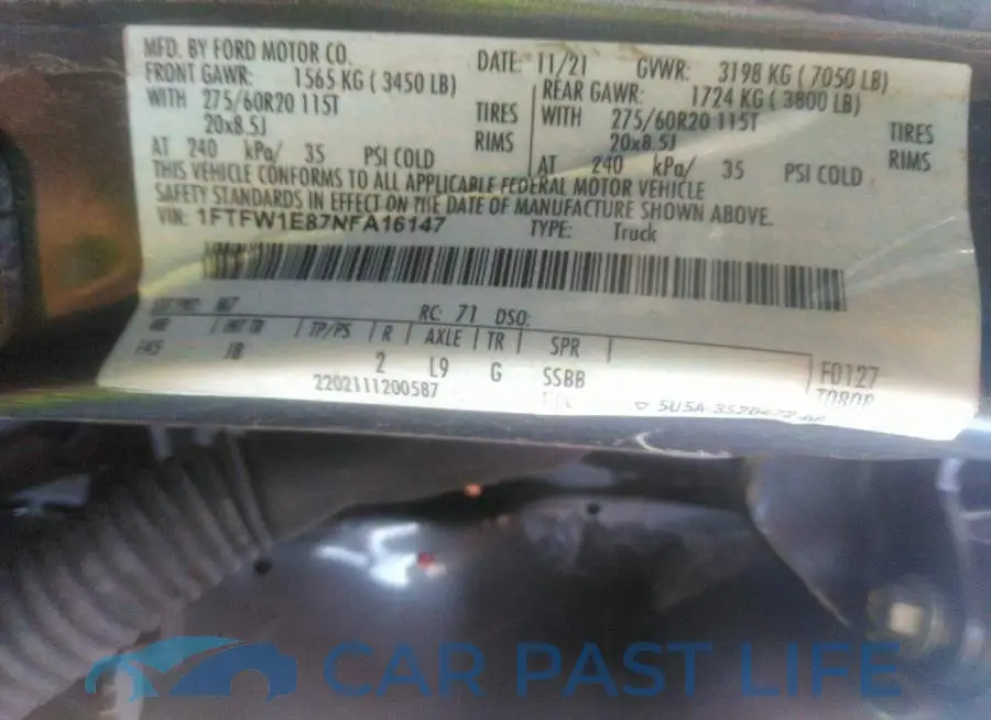 1FTFW1E87NFA16147# 9