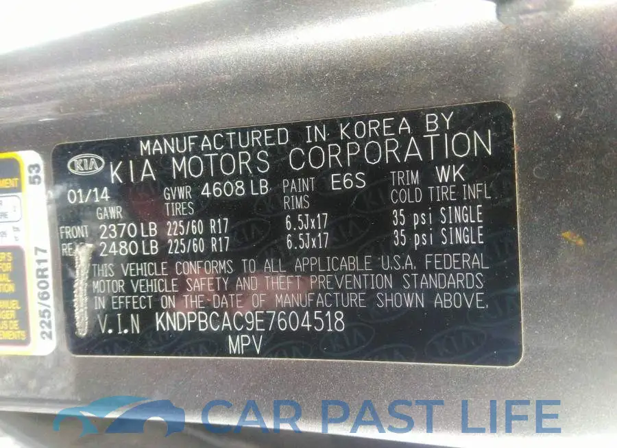 KNDPBCAC9E7604518# 9
