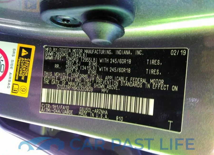 5TDZZRFH6KS320809# 9