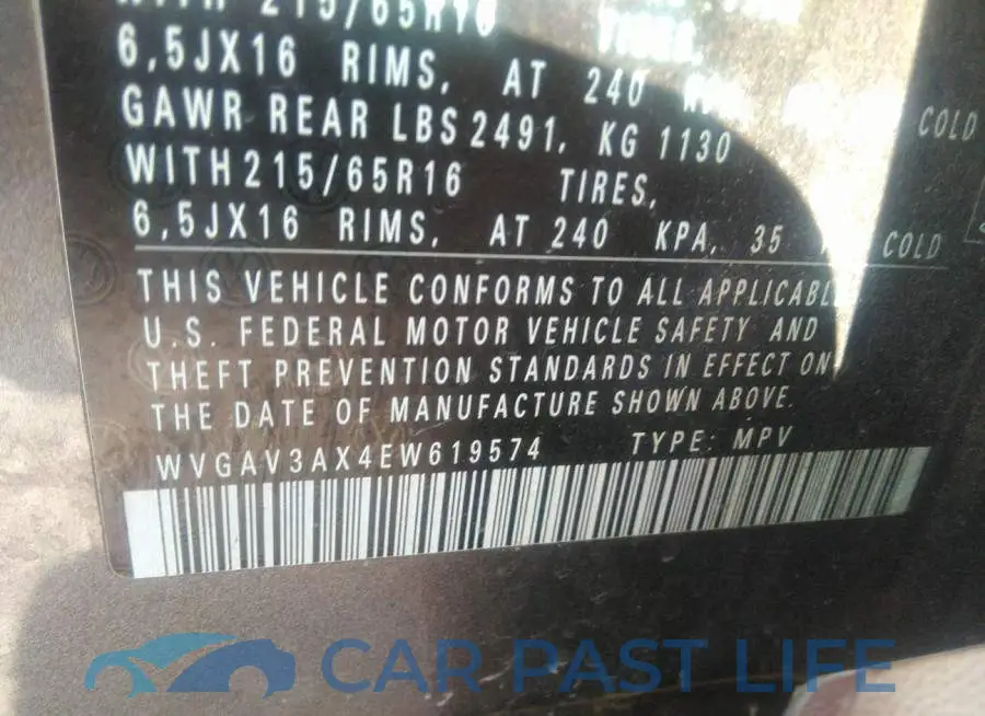 WVGAV3AX4EW619574# 9