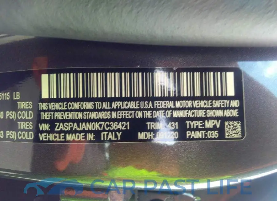 ZASPAJAN0K7C36421# 9