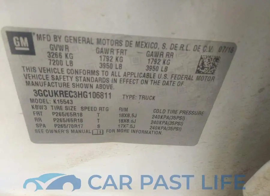 3GCUKREC3HG106811# 9
