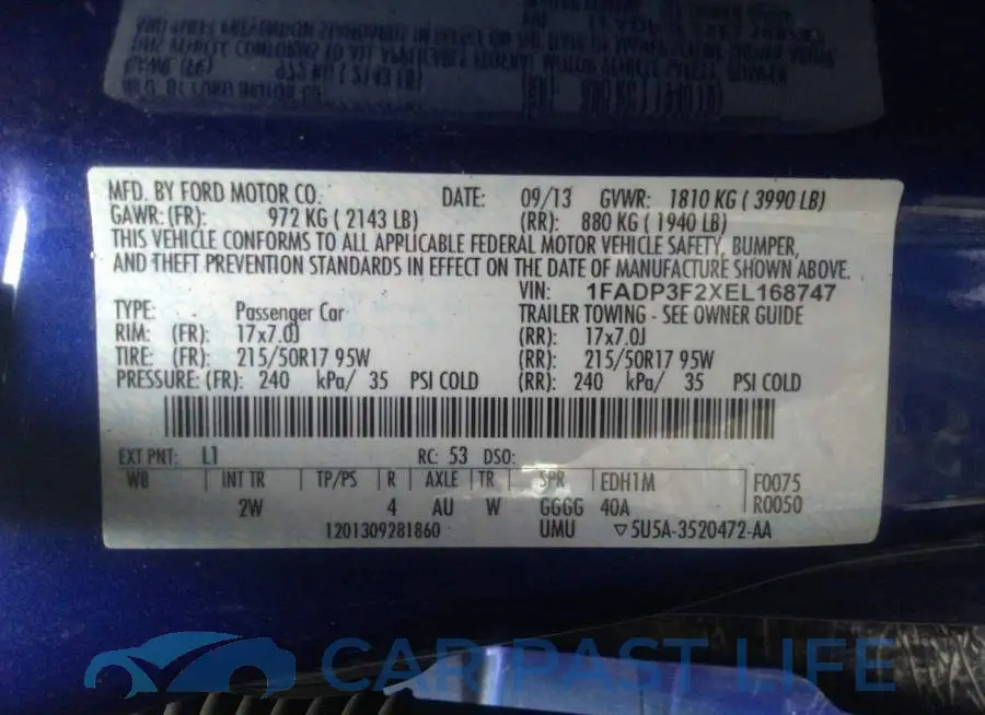 1FADP3F2XEL168747# 9
