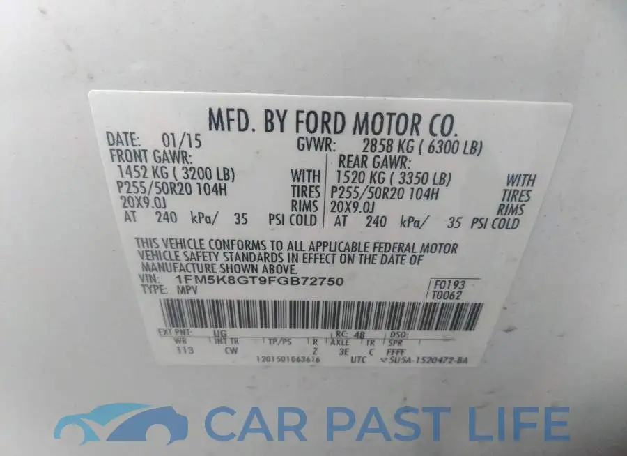 1FM5K8GT9FGB72750# 9