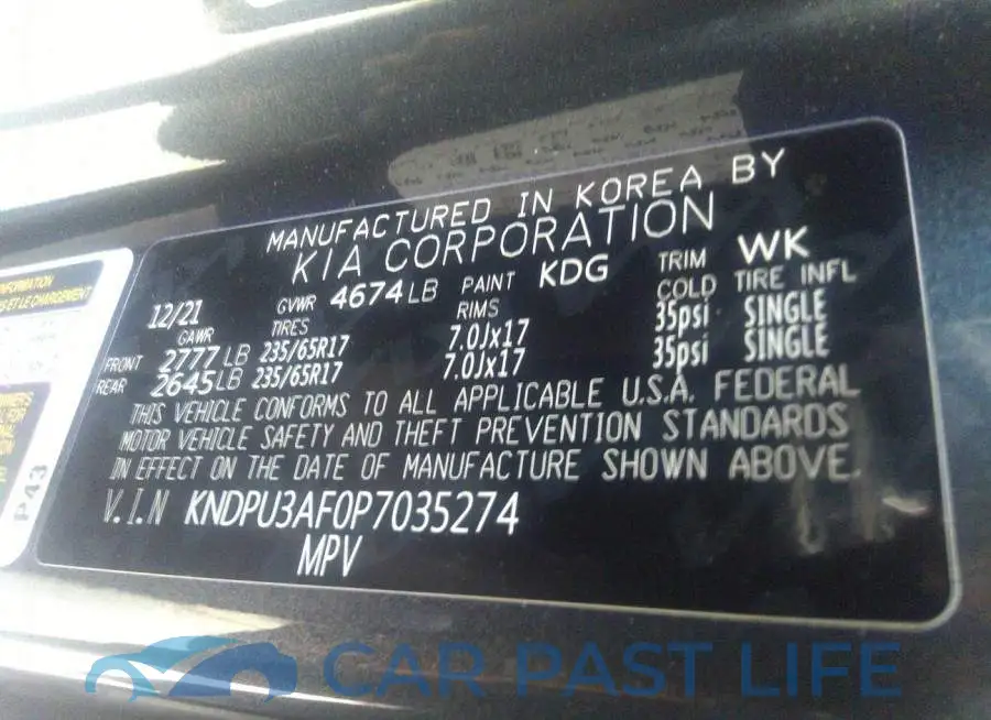 KNDPU3AF0P7035274# 9