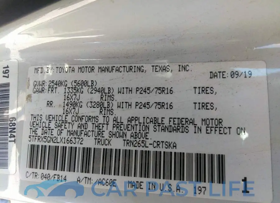 5TFRX5GN2LX166372# 9