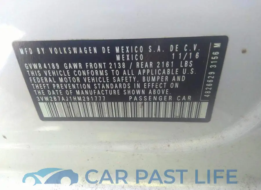 3VW2B7AJ1HM291777# 9