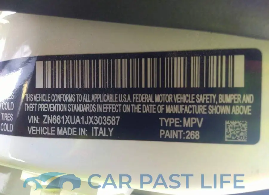 ZN661XUA1JX303587# 9