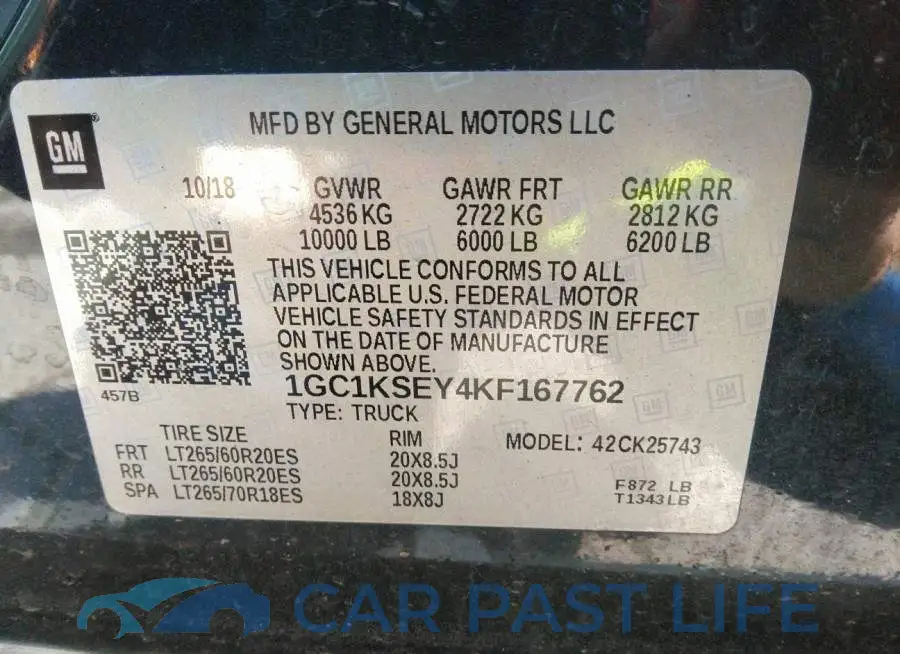 1GC1KSEY4KF167762# 9