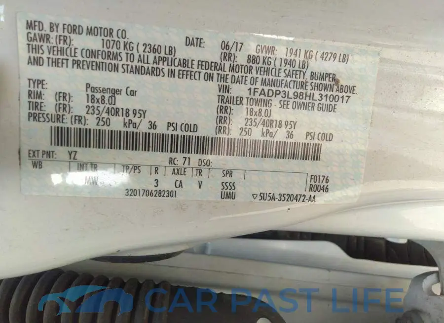 1FADP3L98HL310017# 9