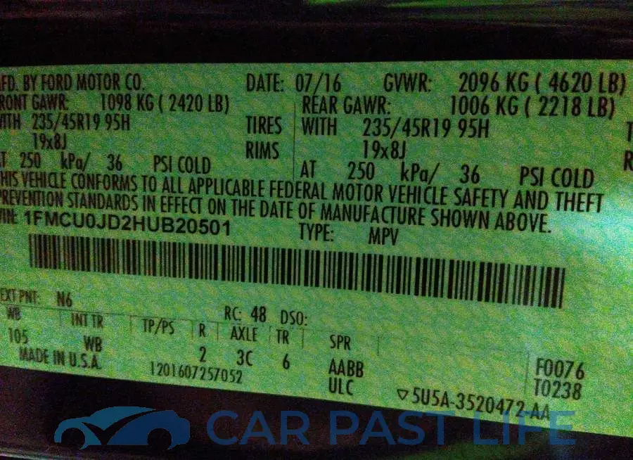 1FMCU0JD2HUB20501# 9